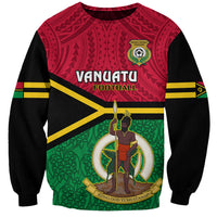 Vanuatu Football Sweatshirt Vanuatuan Coat Of Arm Polynesian Flag Style LT14 Unisex Red - Polynesian Pride