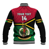 Personalised Vanuatu Football Baseball Jacket Vanuatuan Coat Of Arm Polynesian Flag Style LT14 - Polynesian Pride