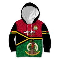 Personalised Vanuatu Football Kid Hoodie Vanuatuan Coat Of Arm Polynesian Flag Style LT14 Hoodie Red - Polynesian Pride