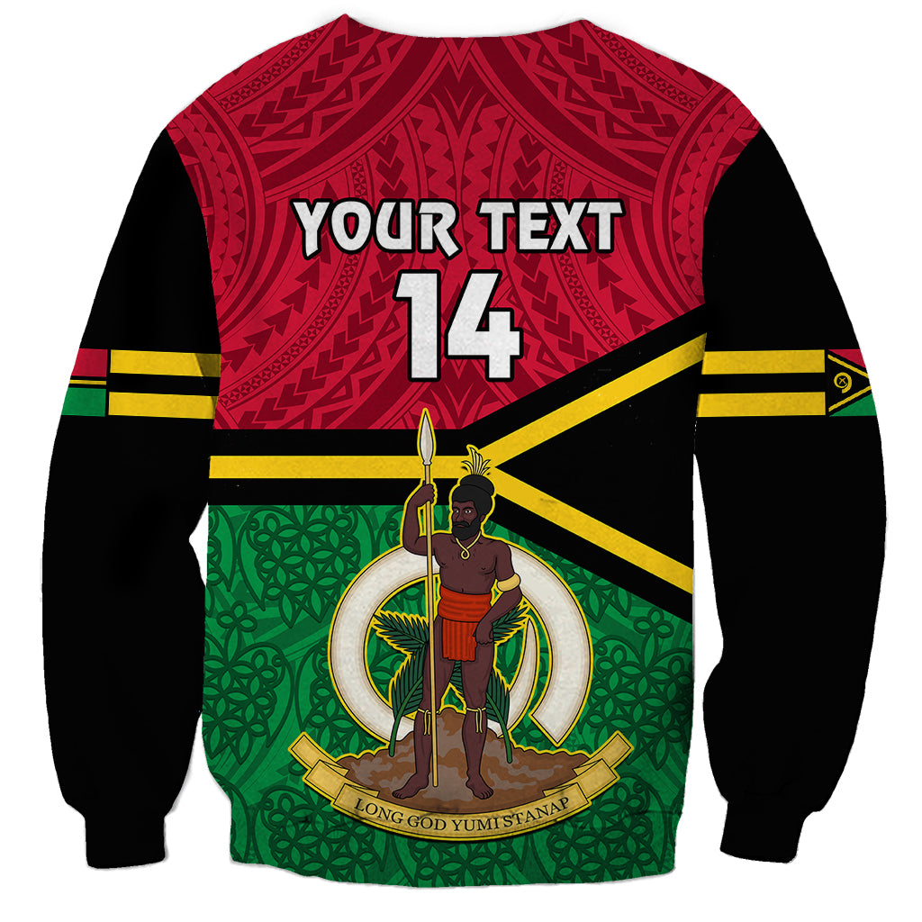 Personalised Vanuatu Football Sweatshirt Vanuatuan Coat Of Arm Polynesian Flag Style LT14 - Polynesian Pride