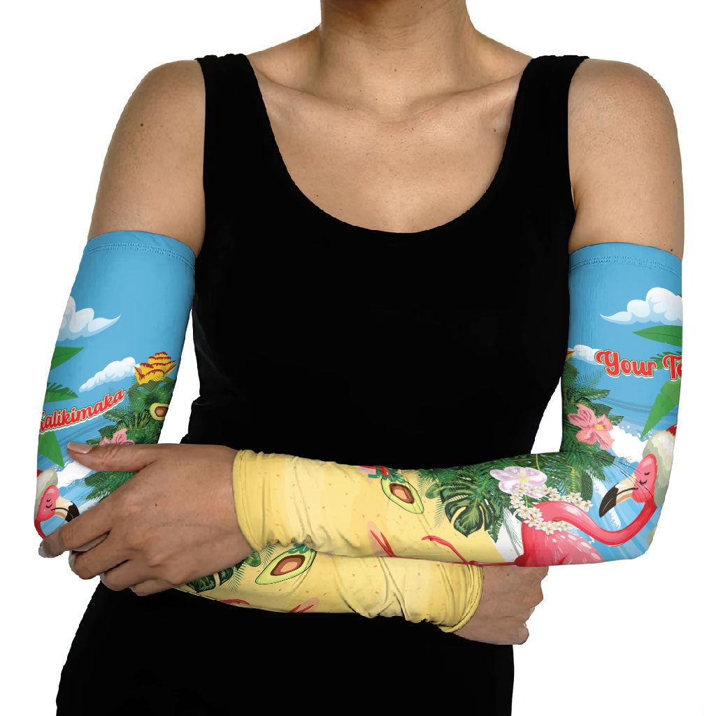 Flamingo Hawaii Summer Christmas Personalized Arm Sleeves Mele Kalikimaka Beachy Vibes