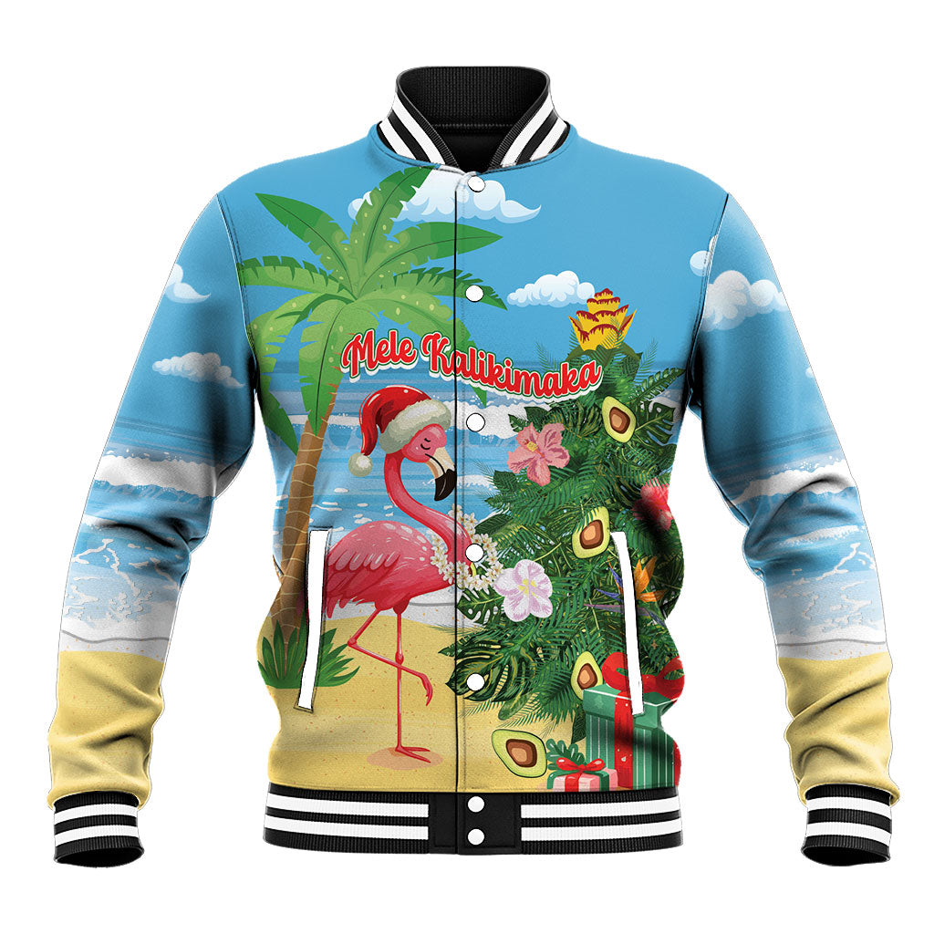Flamingo Hawaii Summer Christmas Personalized Baseball Jacket Mele Kalikimaka Beachy Vibes