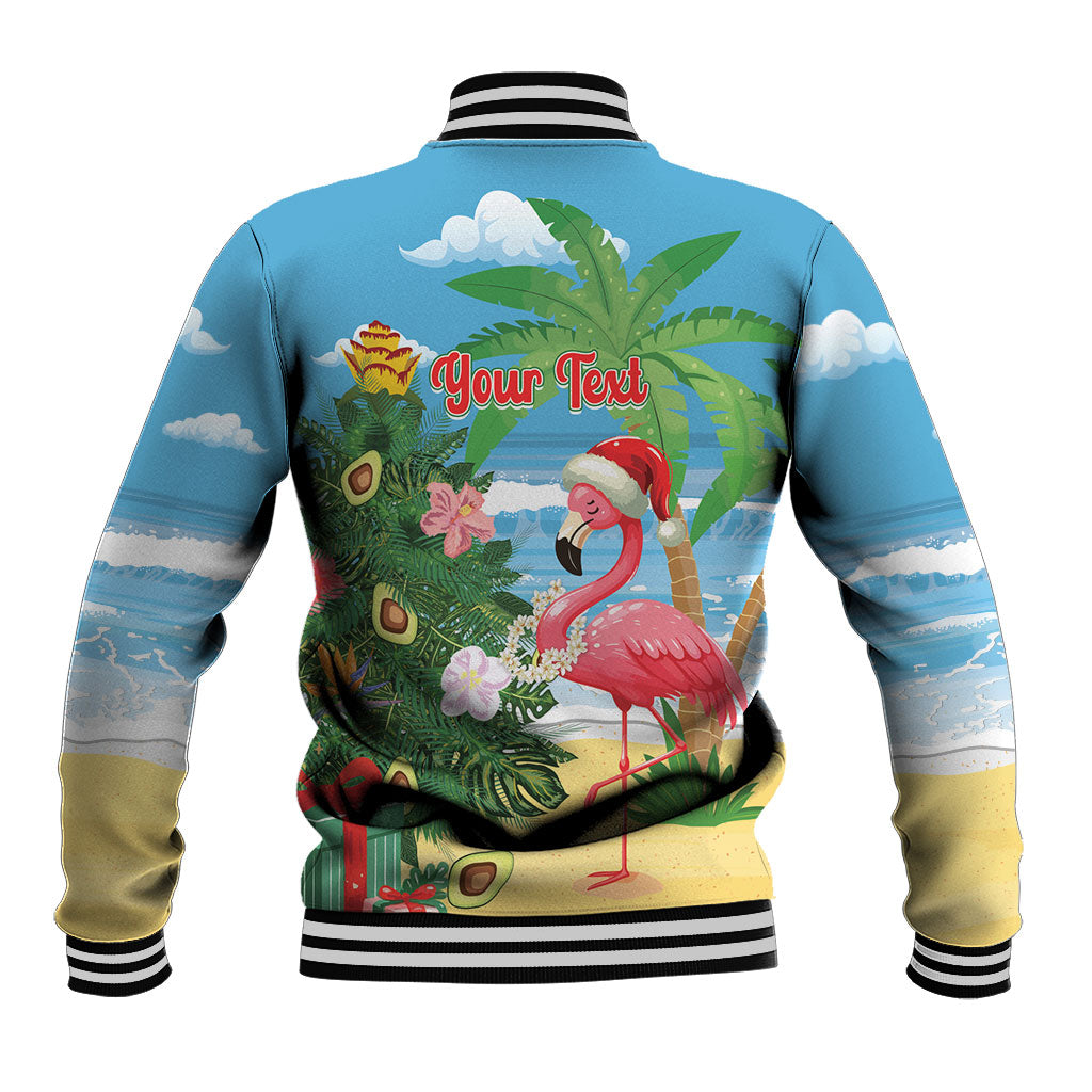 Flamingo Hawaii Summer Christmas Personalized Baseball Jacket Mele Kalikimaka Beachy Vibes