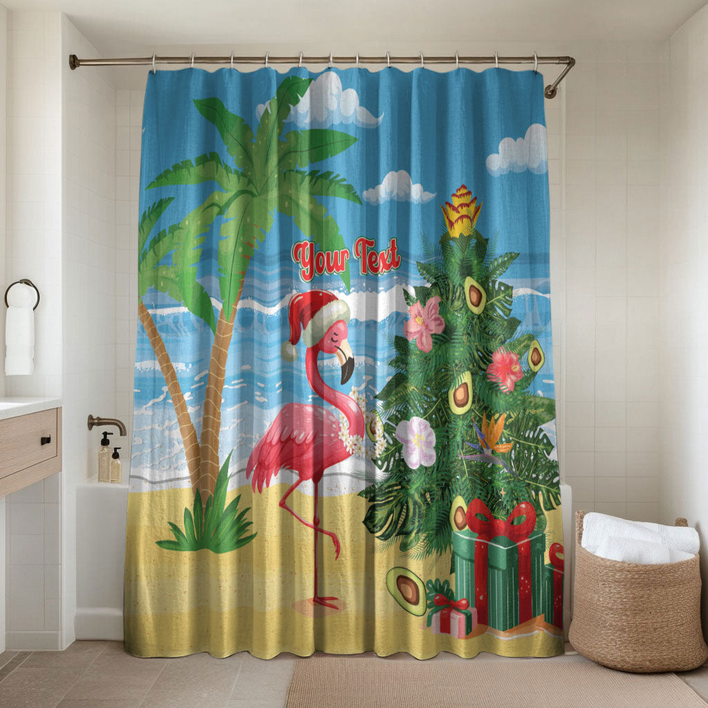 Flamingo Hawaii Summer Christmas Personalized Bathroom Set Mele Kalikimaka Beachy Vibes