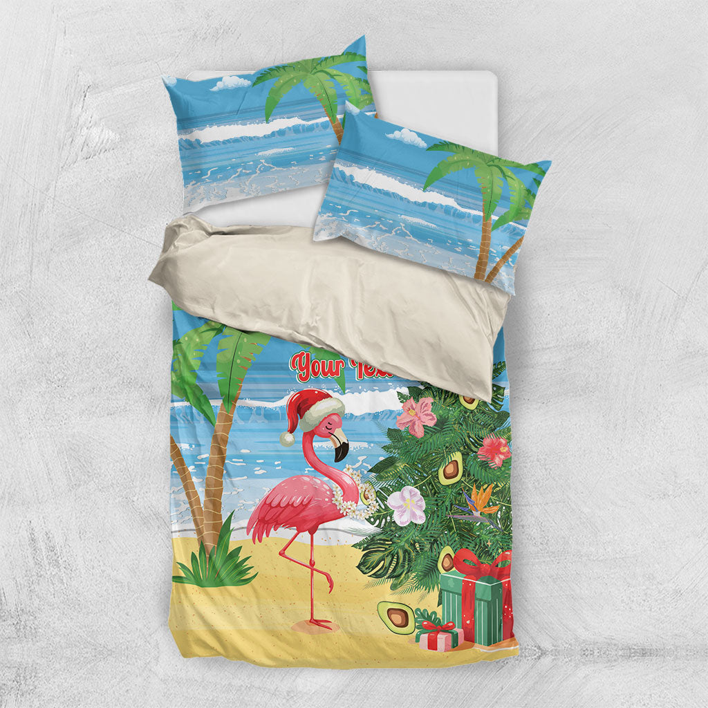 Flamingo Hawaii Summer Christmas Personalized Bedding Set Mele Kalikimaka Beachy Vibes