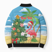 Flamingo Hawaii Summer Christmas Personalized Bomber Puffer Jacket Mele Kalikimaka Beachy Vibes