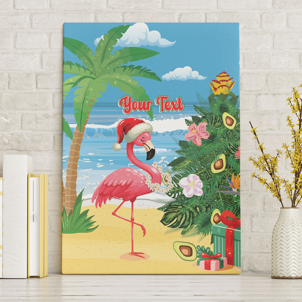 Flamingo Hawaii Summer Christmas Personalized Canvas Wall Art Mele Kalikimaka Beachy Vibes