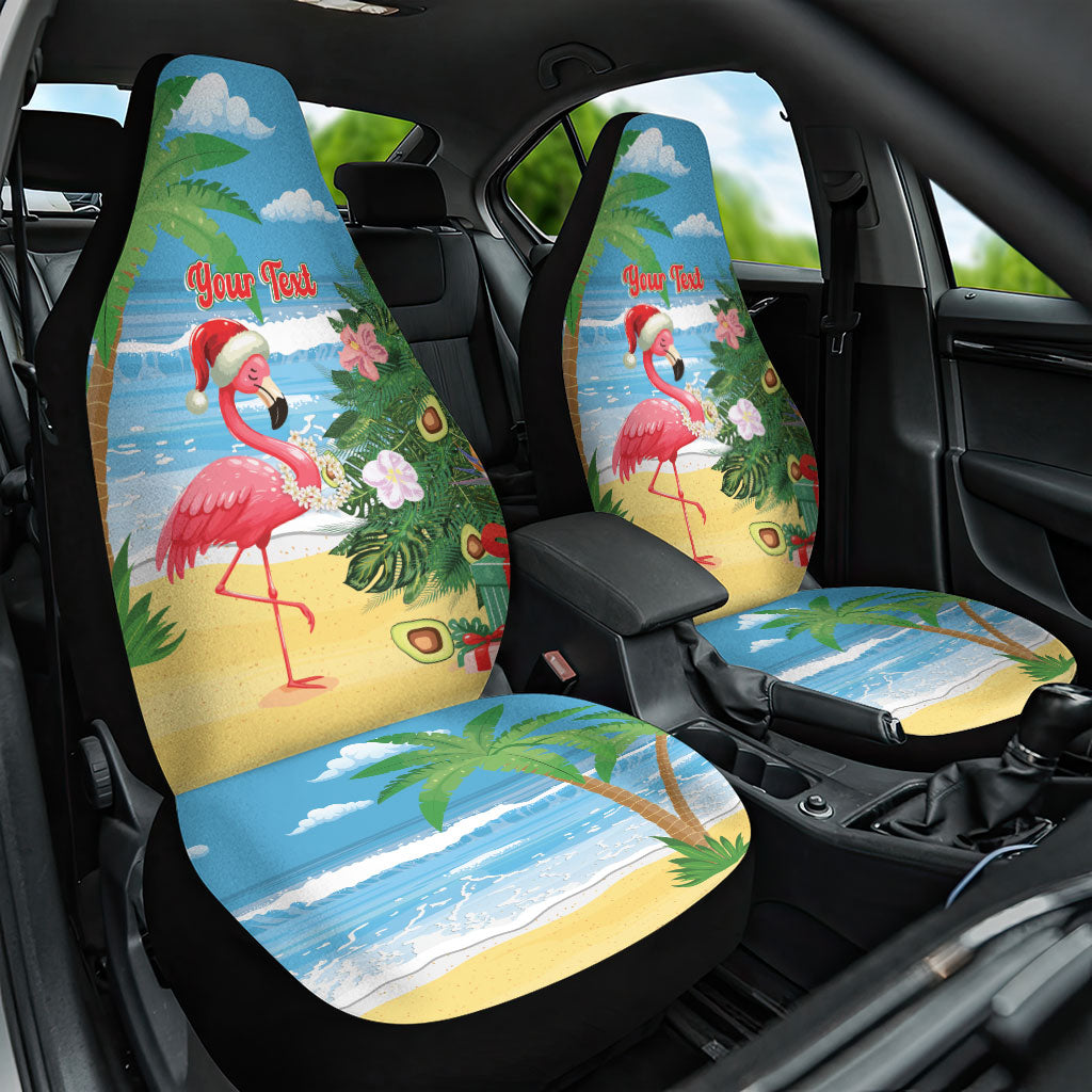 Flamingo Hawaii Summer Christmas Personalized Car Seat Cover Mele Kalikimaka Beachy Vibes