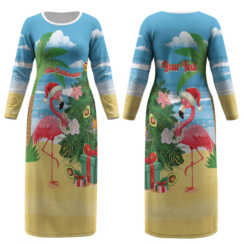 Flamingo Hawaii Summer Christmas Personalized Couples Matching Long Sleeve Bodycon Dress and Hawaiian Shirt Mele Kalikimaka Beachy Vibes LT14 - Polynesian Pride