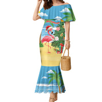 Flamingo Hawaii Summer Christmas Personalized Family Matching Mermaid Dress and Hawaiian Shirt Mele Kalikimaka Beachy Vibes
