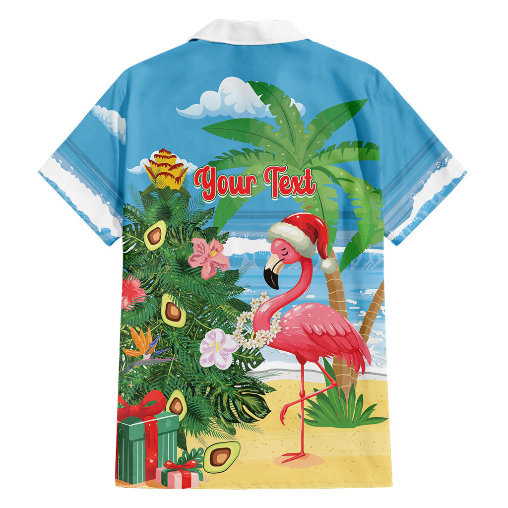 Flamingo Hawaii Summer Christmas Personalized Family Matching Off The Shoulder Long Sleeve Dress and Hawaiian Shirt Mele Kalikimaka Beachy Vibes