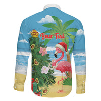 Flamingo Hawaii Summer Christmas Personalized Family Matching Off Shoulder Maxi Dress and Hawaiian Shirt Mele Kalikimaka Beachy Vibes
