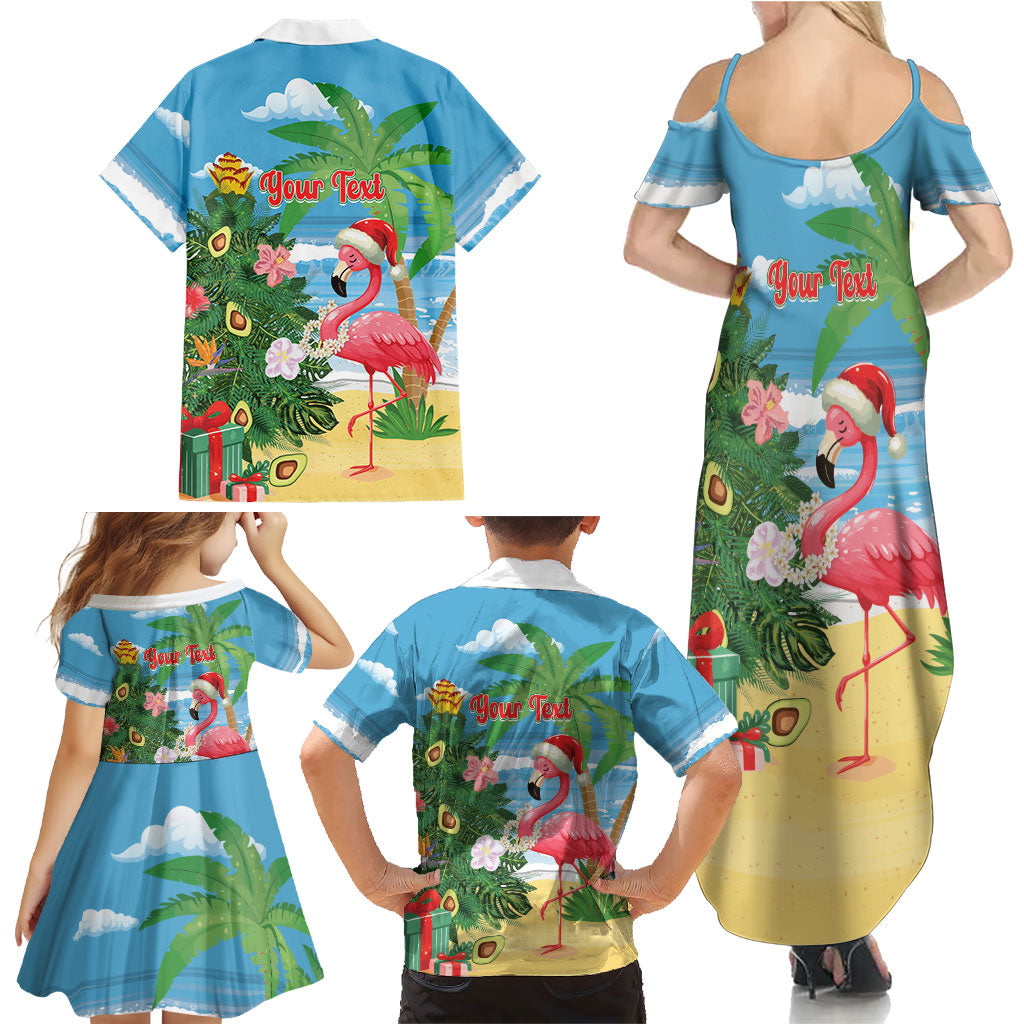 Flamingo Hawaii Summer Christmas Personalized Family Matching Summer Maxi Dress and Hawaiian Shirt Mele Kalikimaka Beachy Vibes
