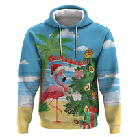 Flamingo Hawaii Summer Christmas Personalized Hoodie Mele Kalikimaka Beachy Vibes