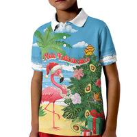 Flamingo Hawaii Summer Christmas Personalized Kid Polo Shirt Mele Kalikimaka Beachy Vibes