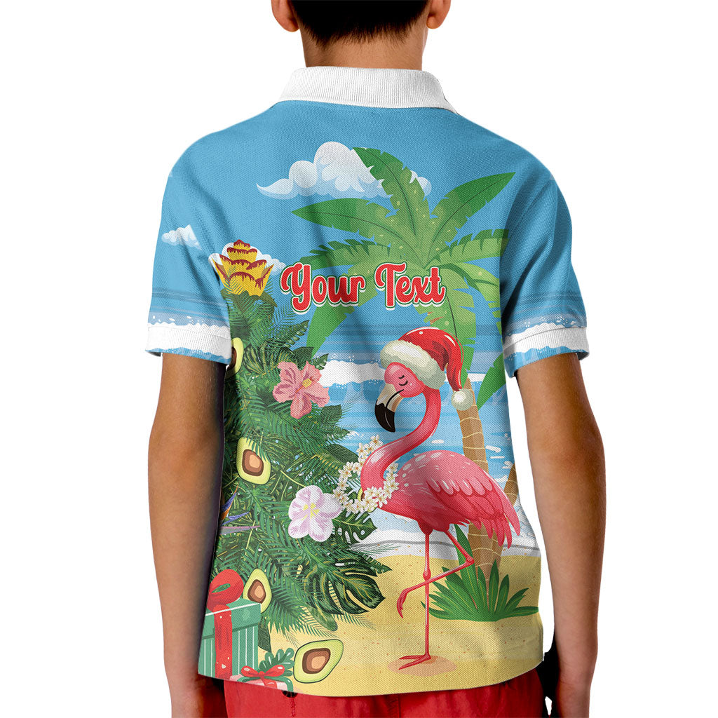 Flamingo Hawaii Summer Christmas Personalized Kid Polo Shirt Mele Kalikimaka Beachy Vibes