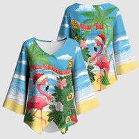 Flamingo Hawaii Summer Christmas Personalized Kimono Sleeve Blouse Mele Kalikimaka Beachy Vibes