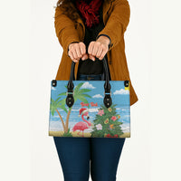 Flamingo Hawaii Summer Christmas Personalized Leather Bag Mele Kalikimaka Beachy Vibes