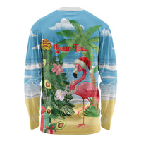 Flamingo Hawaii Summer Christmas Personalized Long Sleeve Shirt Mele Kalikimaka Beachy Vibes