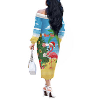 Flamingo Hawaii Summer Christmas Personalized Off The Shoulder Long Sleeve Dress Mele Kalikimaka Beachy Vibes