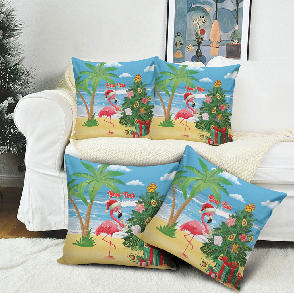 Flamingo Hawaii Summer Christmas Personalized Pillow Cover Mele Kalikimaka Beachy Vibes