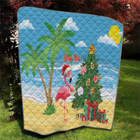 Flamingo Hawaii Summer Christmas Personalized Quilt Mele Kalikimaka Beachy Vibes