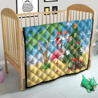 Flamingo Hawaii Summer Christmas Personalized Quilt Mele Kalikimaka Beachy Vibes