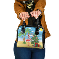 Flamingo Hawaii Summer Christmas Personalized Shoulder Handbag Mele Kalikimaka Beachy Vibes