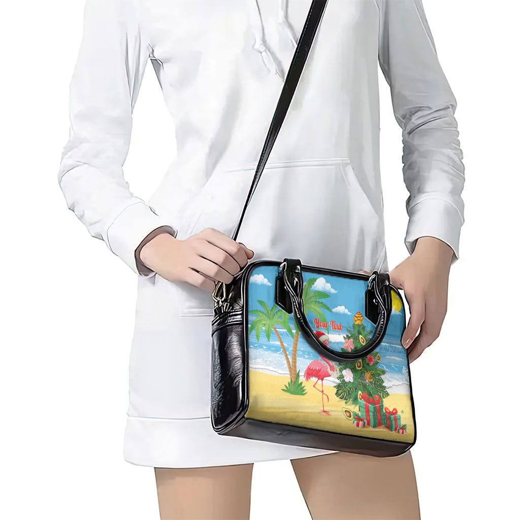 Flamingo Hawaii Summer Christmas Personalized Shoulder Handbag Mele Kalikimaka Beachy Vibes