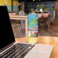 Flamingo Hawaii Summer Christmas Personalized Skinny Tumbler Mele Kalikimaka Beachy Vibes