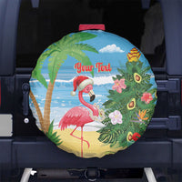 Flamingo Hawaii Summer Christmas Personalized Spare Tire Cover Mele Kalikimaka Beachy Vibes