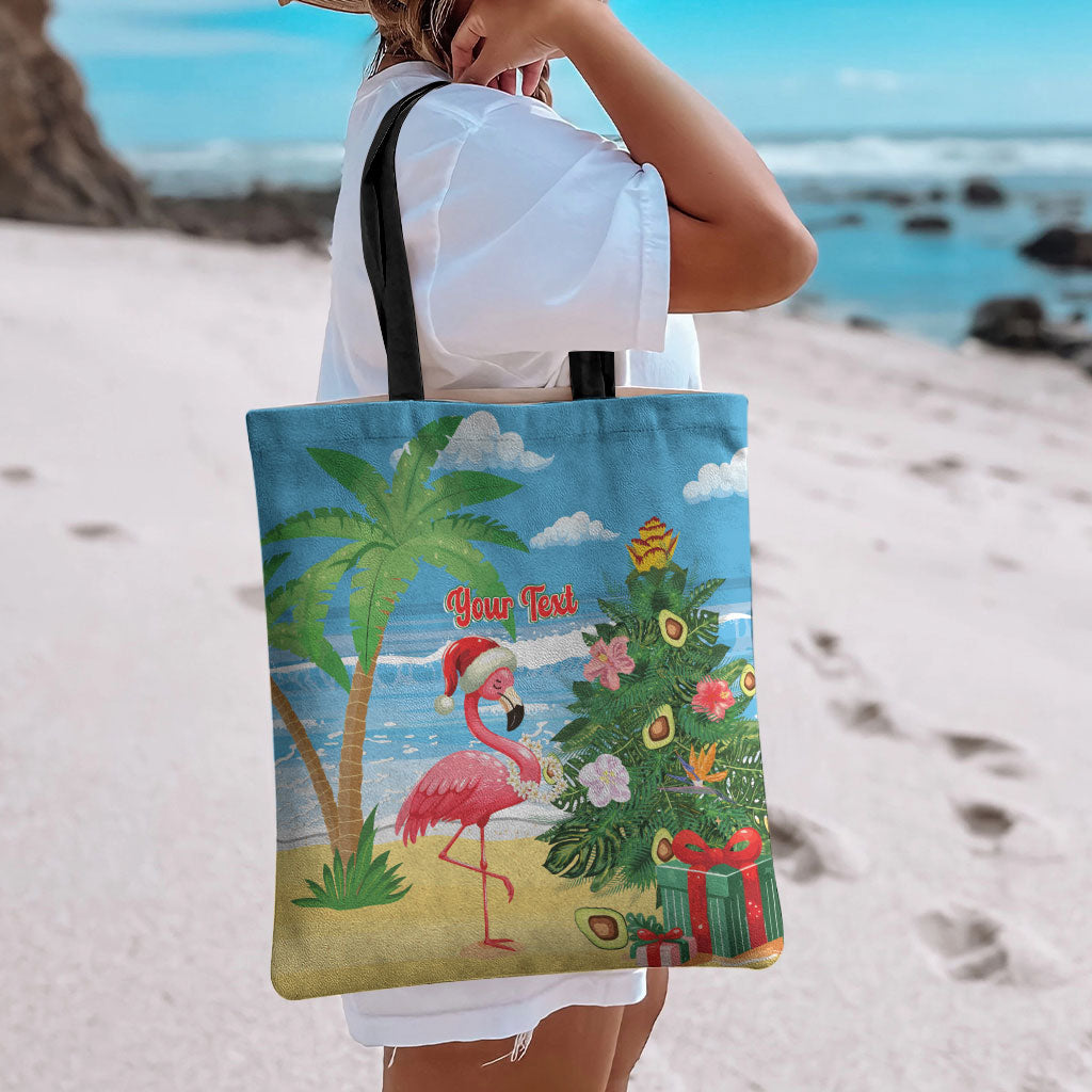 Flamingo Hawaii Summer Christmas Personalized Tote Bag Mele Kalikimaka Beachy Vibes