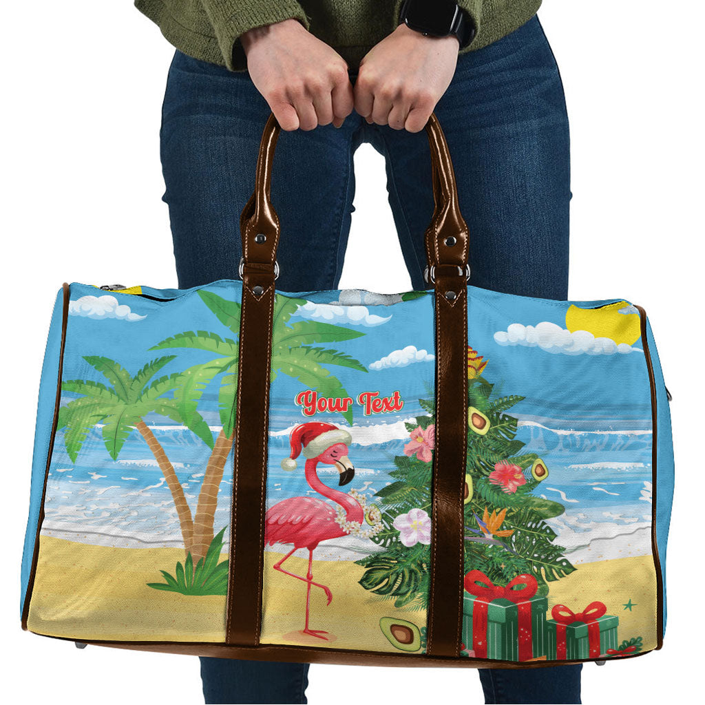 Flamingo Hawaii Summer Christmas Personalized Travel Bag Mele Kalikimaka Beachy Vibes