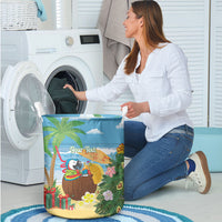 Chilling Parrot Hawaii Summer Christmas Personalized Laundry Basket It's 5 O'Clock Somewhere Beachy Vibes