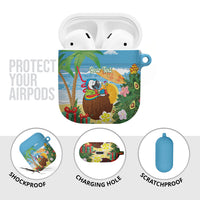 Chilling Parrot Hawaii Summer Christmas Personalized AirPods Case It's 5 O'Clock Somewhere Beachy Vibes