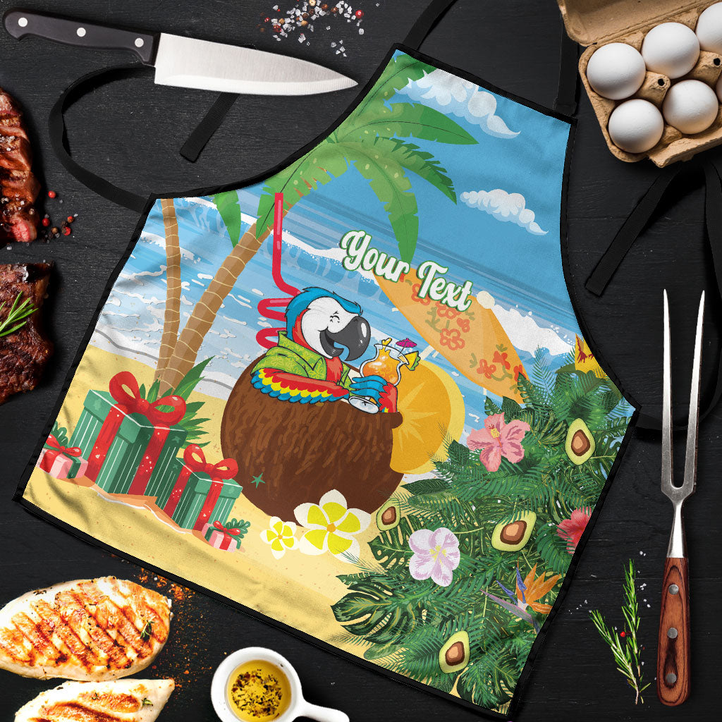 Chilling Parrot Hawaii Summer Christmas Personalized Apron It's 5 O'Clock Somewhere Beachy Vibes