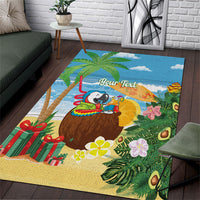 Chilling Parrot Hawaii Summer Christmas Personalized Area Rug It's 5 O'Clock Somewhere Beachy Vibes