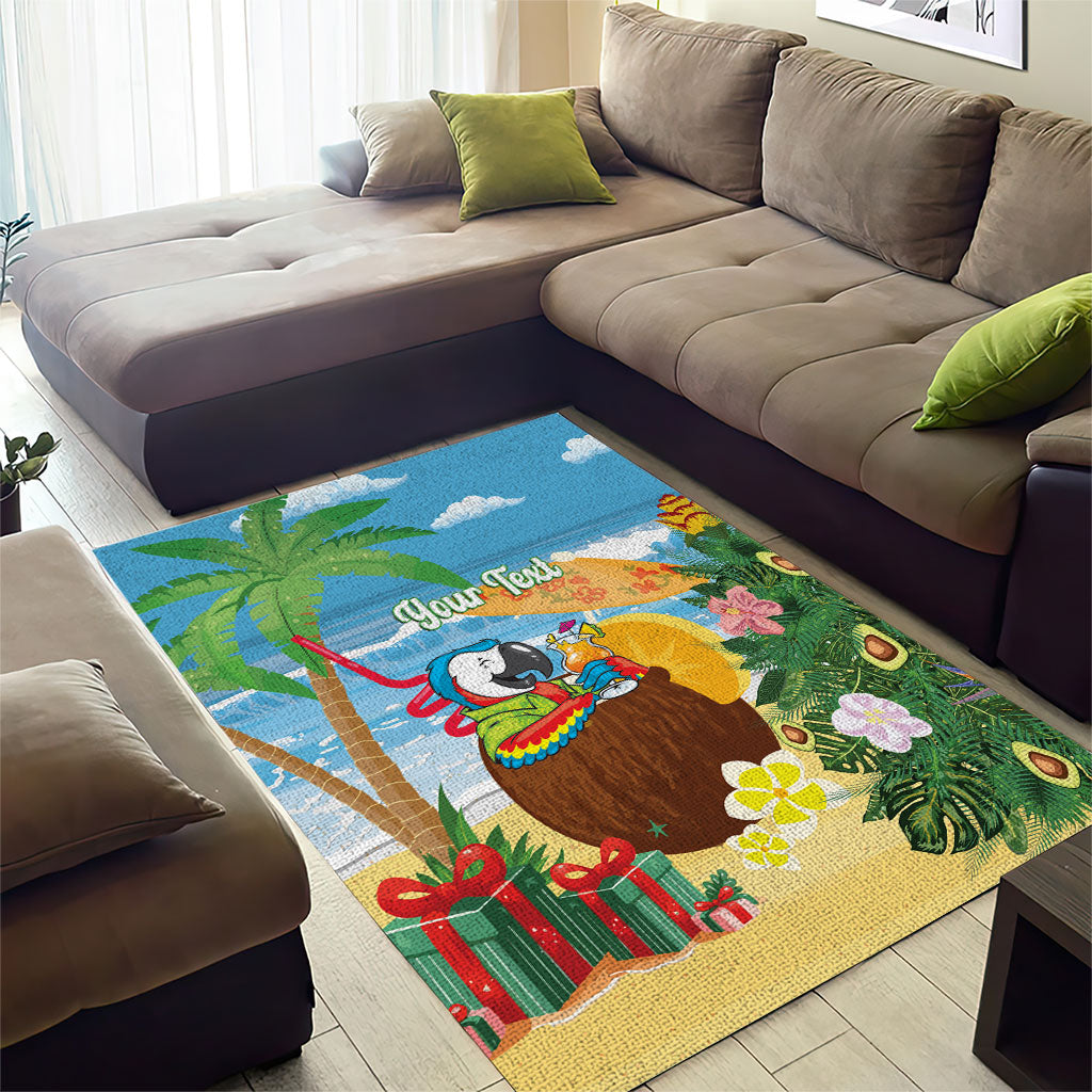 Chilling Parrot Hawaii Summer Christmas Personalized Area Rug It's 5 O'Clock Somewhere Beachy Vibes
