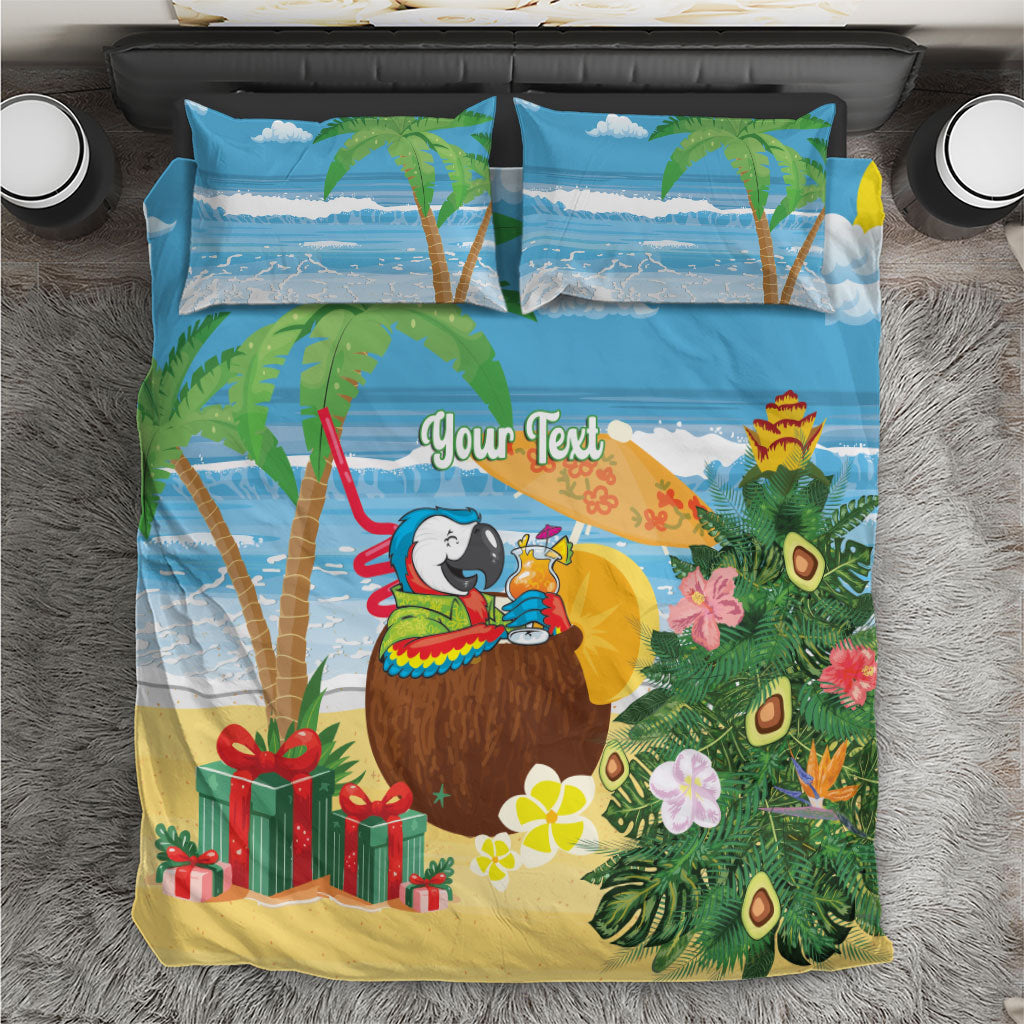 Chilling Parrot Hawaii Summer Christmas Personalized Bedding Set It's 5 O'Clock Somewhere Beachy Vibes