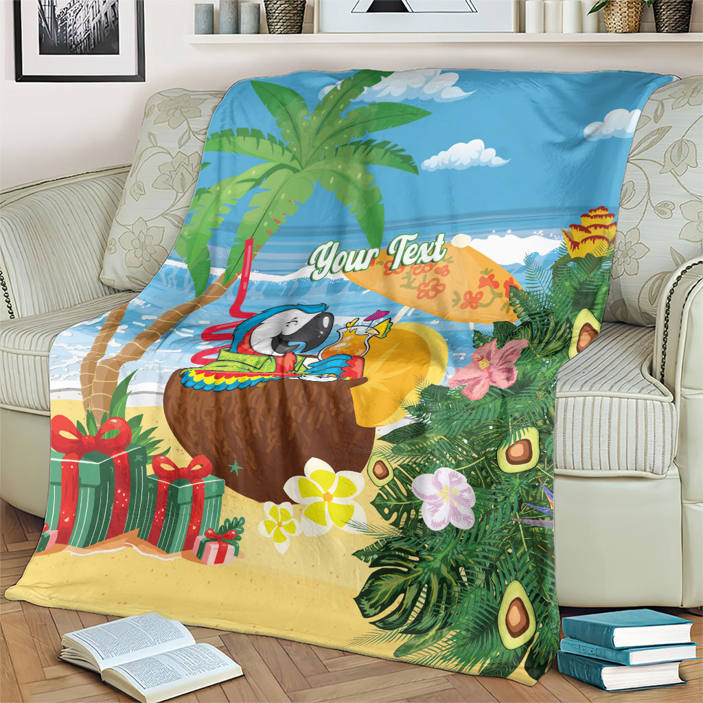 Chilling Parrot Hawaii Summer Christmas Personalized Blanket It's 5 O'Clock Somewhere Beachy Vibes