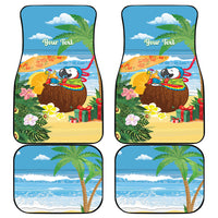 Chilling Parrot Hawaii Summer Christmas Personalized Car Mats It's 5 O'Clock Somewhere Beachy Vibes