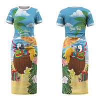 Chilling Parrot Hawaii Summer Christmas Personalized Couples Matching Short Sleeve Bodycon Dress and Hawaiian Shirt It's 5 O'Clock Somewhere Beachy Vibes LT14 - Polynesian Pride