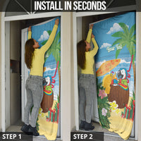 Chilling Parrot Hawaii Summer Christmas Personalized Door Cover It's 5 O'Clock Somewhere Beachy Vibes