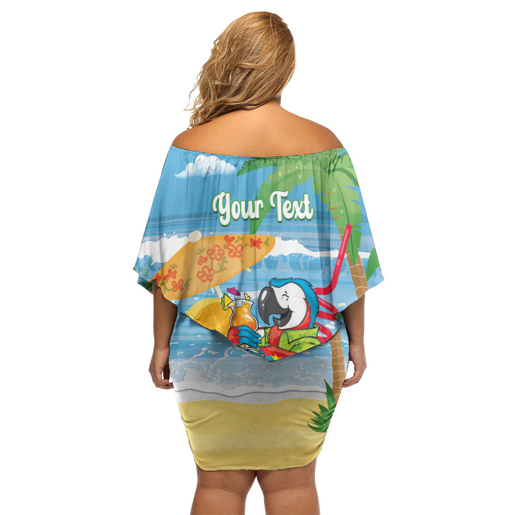 Chilling Parrot Hawaii Summer Christmas Personalized Family Matching Off Shoulder Short Dress and Hawaiian Shirt It's 5 O'Clock Somewhere Beachy Vibes