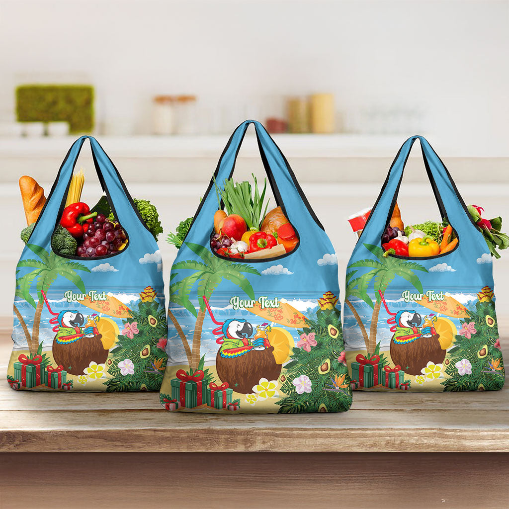 Chilling Parrot Hawaii Summer Christmas Personalized Grocery Bag It's 5 O'Clock Somewhere Beachy Vibes