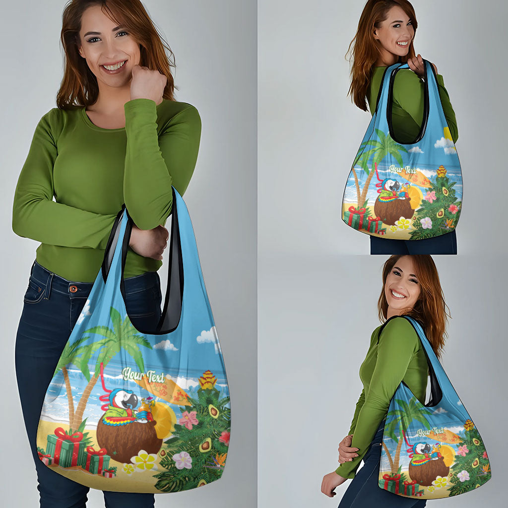 Chilling Parrot Hawaii Summer Christmas Personalized Grocery Bag It's 5 O'Clock Somewhere Beachy Vibes