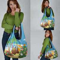 Chilling Parrot Hawaii Summer Christmas Personalized Grocery Bag It's 5 O'Clock Somewhere Beachy Vibes