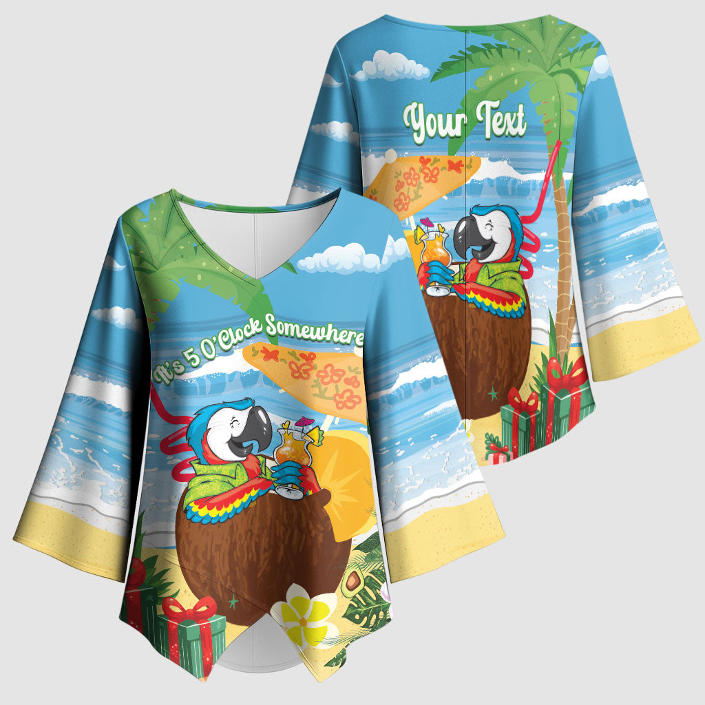 Chilling Parrot Hawaii Summer Christmas Personalized Kimono Sleeve Blouse It's 5 O'Clock Somewhere Beachy Vibes