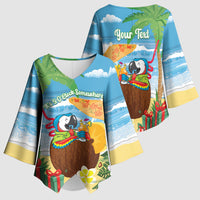 Chilling Parrot Hawaii Summer Christmas Personalized Kimono Sleeve Blouse It's 5 O'Clock Somewhere Beachy Vibes