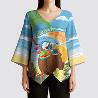 Chilling Parrot Hawaii Summer Christmas Personalized Kimono Sleeve Blouse It's 5 O'Clock Somewhere Beachy Vibes